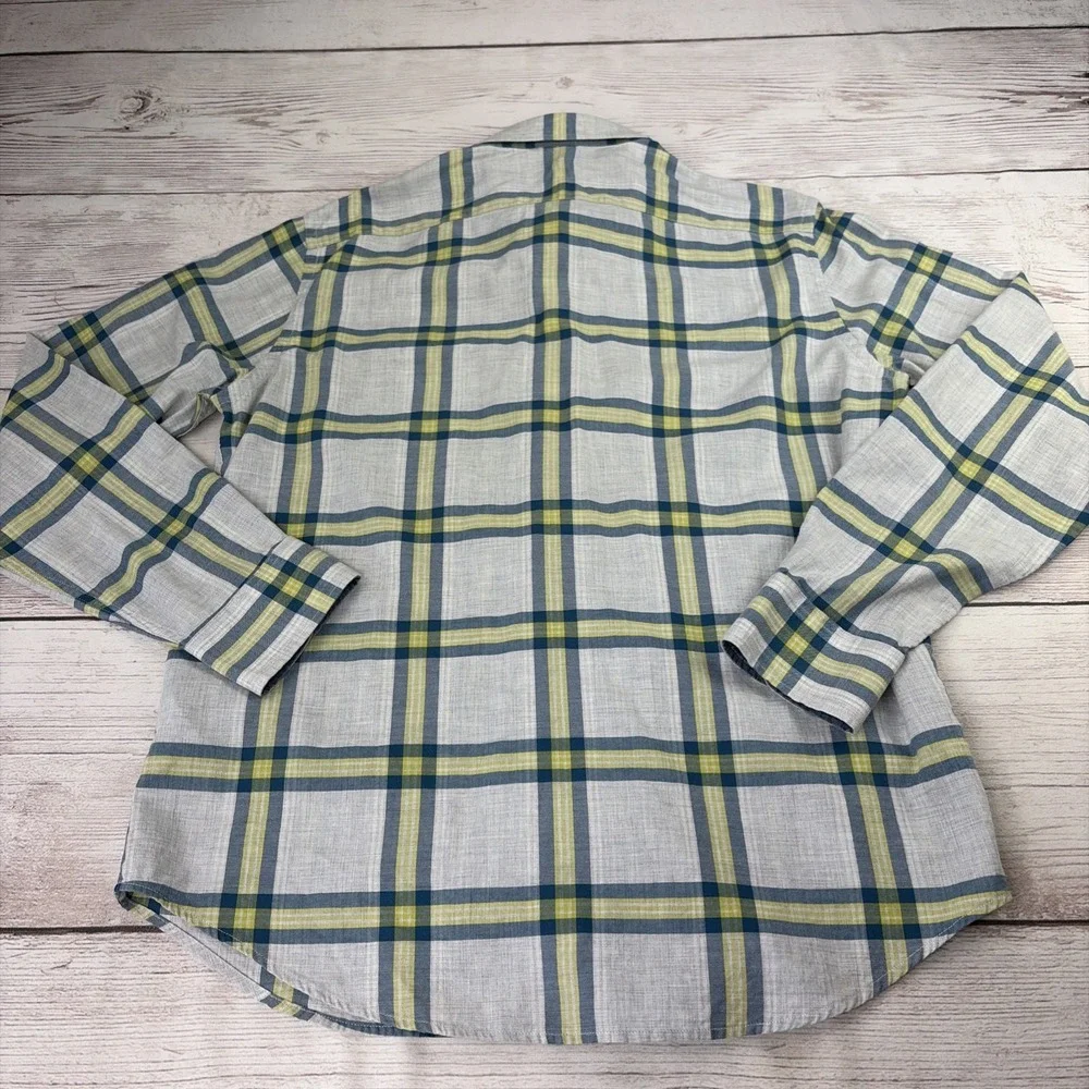 Banana Republic Men's M Soft Wash Long Sleeve Shirt Slim Fit Blue Yellow Plaid